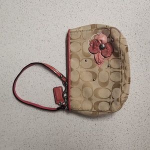 Coach Tan and Salmony Peachy Floral Detail
